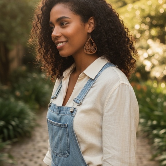 Boho Chic Wooden Celtic Knot Earrings - Picture 2 of 2